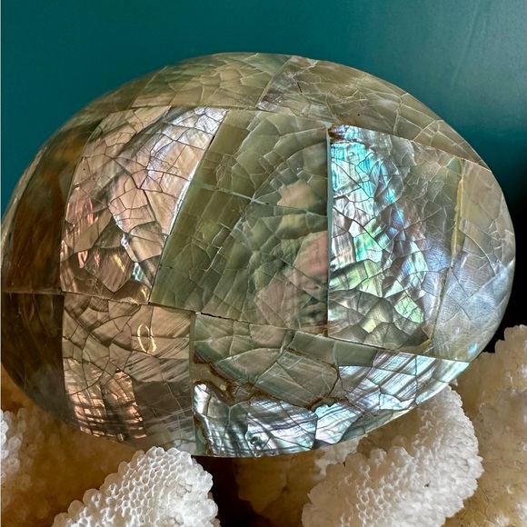 Vintage Charmant Blue Mother of Pearl / Abalone Mosaic Coconut Shell Belt Buckle - Picture 4 of 6